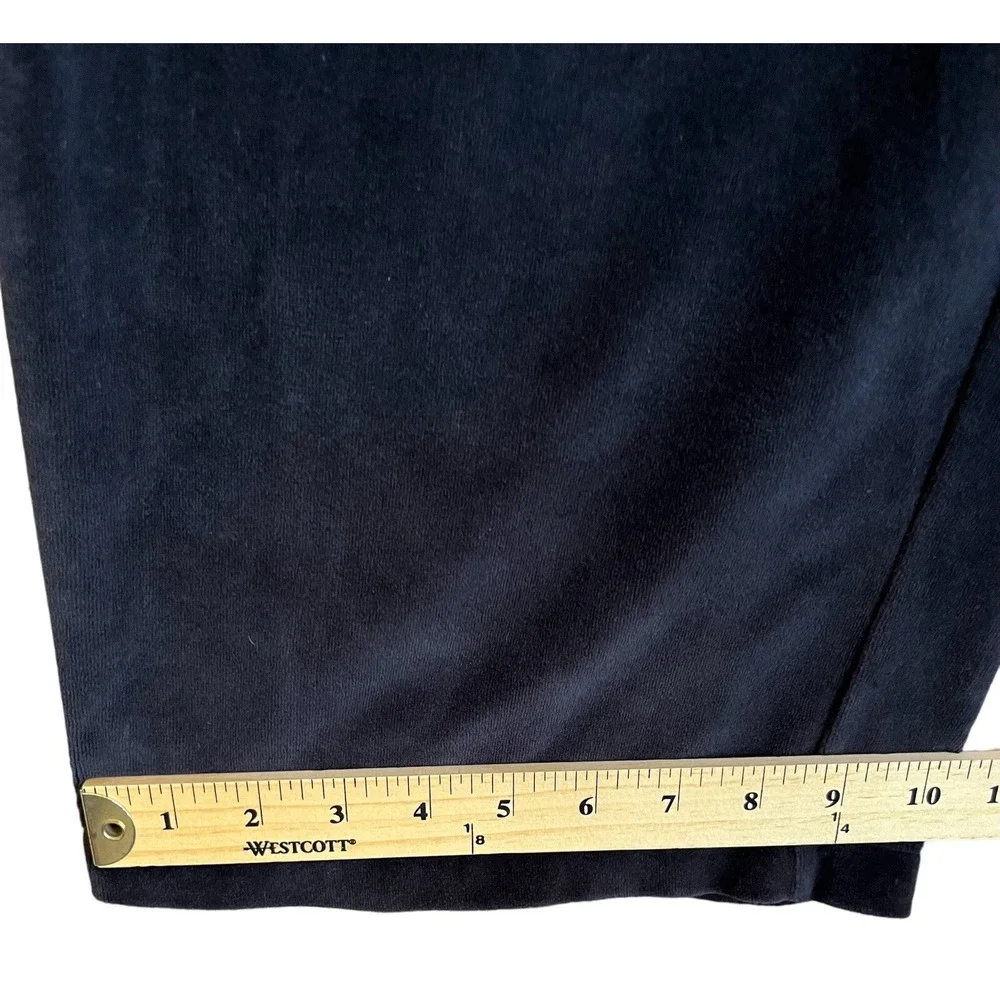 J Jill Pants Womens SP Black Velour Stretch Elastic Waist Wide Leg Cozy Casual